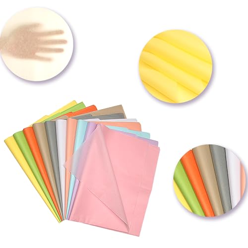 120 Blätter, 10 Farben: Hochwertiges Seidenpapier bunt (50x70 cm) – Ideales Verpackungsmaterial und kreativer Bastelspaß mit transparentpapier bunt!