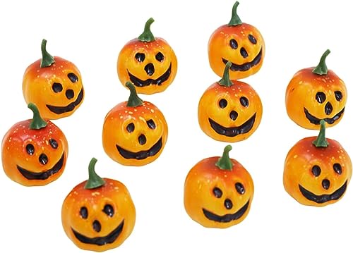Lindagary 10-Pack Simulation Pumpkins Ornament Lifelike Pumpkin Statue Foam Pumpkin Harvest Pumpkins for Halloween Thanksgiving Autumn Home Decoration - Orange