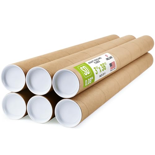 Tube d'expédition kraft 7,6x91,4 cm résistant avec bouchons pour envoi d'affiche