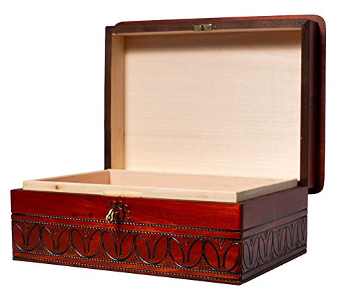 Artisan Owl Polish Heritage Handmade Extra-Large Elegant Slightly Rounded 10 1/2" Wooden Box With Lock And Key For Keepsakes, Love Letters, Jewelry, And Specialty Items #TOP3