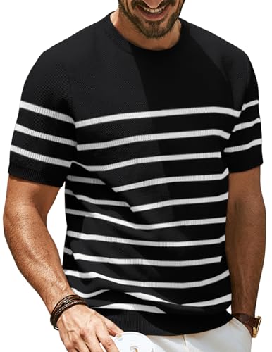 Mens T Shirt Short Sleeve Crew Neck Knit Tee Summer