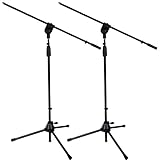 2 Pack LyxPro Microphone Stand Boom Arm Tilting Rotating Floor Podium Stage or Studio Strong Durable And Foldable Height 38.5