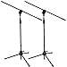 2 Pack LyxPro Microphone Stand Boom Arm Tilting Rotating Floor Podium Stage or Studio Strong Durable And Foldable Height 38.5