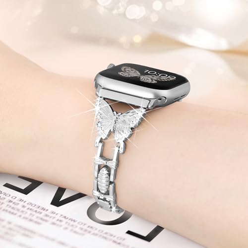wipalor Thin Bling Dressy Butterfly Bands for Apple Watch Bands for Women - image 3