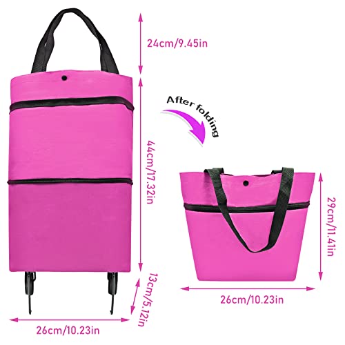 YAXIDAEVER Faltbare Trolley-Taschen,Einkaufstrolley Einkaufstasche mit Rollen,2 In 1 Faltbare Einkaufswagen für Zuhause… – Bild 4
