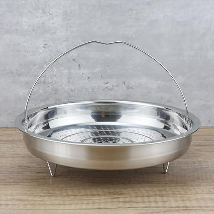 EIKS Stainless Steel Mesh Steamer Basket with Easy Lift Handle for Steaming Vegetables Dumplings Seafood Eggs (8.0 Diameter)