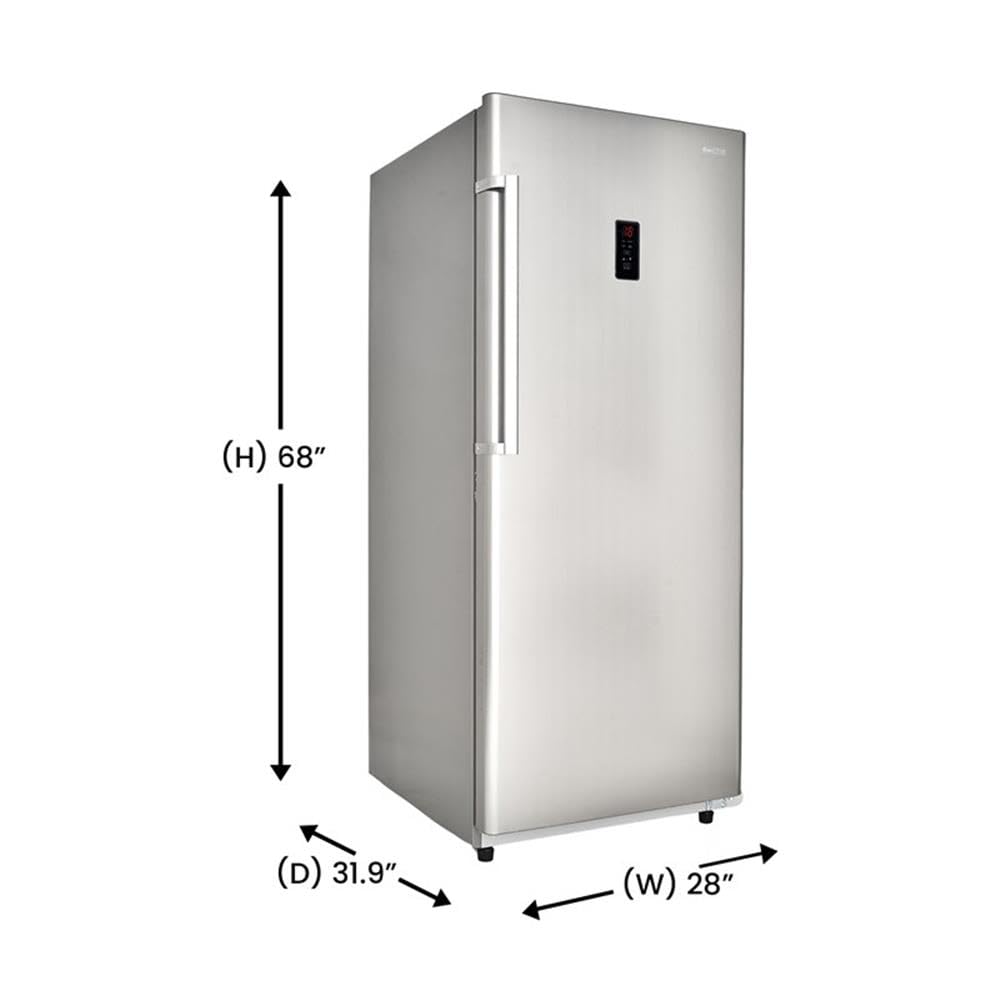 Pemberly Row 17 cu. ft Convertible Upright Freezer/Refrigerator, Stainless Steel Finish, Adjustable Glass Shelves, Reversible Door, Garage-Ready Design, Quiet Operation for Kitchen or Storage Use on Fridge.com