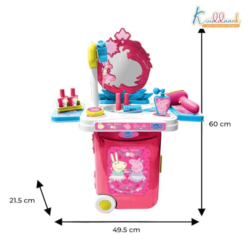 Image of Peppa Pig Dressing Set & Makeup Trolley Kit for Girls, 15 Pcs Pretend Play Beauty Set with Music & Lights, Educational Role Play Toy - Learning Game -Birthday Gift for Kids 3+ Years (Pink)