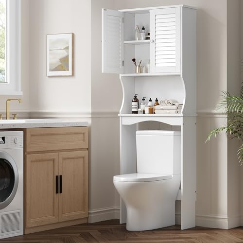 Tioutbot Over The Toilet Storage Cabinet,Space-Saving Above Toilet Bathroom Organizer with...