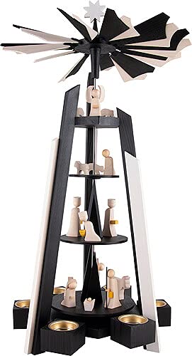 ULMIK 4-stöckige Pyramide Christi Geburt - schwarz-weiß - 60 cm