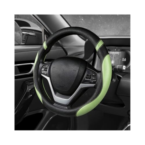 Image of Car Steering Wheel Cover, 15 Inch Premium Leather Breathable Non-Slip Wheels Wrap, Universal Auto Comfortable Steering Wheel Protector for SUV Truck Van, Car Accessories (Light Green)