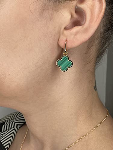Mother of Pearl or Malachite Flower Drop Earrings for Women in 925 Sterling Silver with Rose or Yellow Gold Plating Hinge Post by Lavari Jewelers2