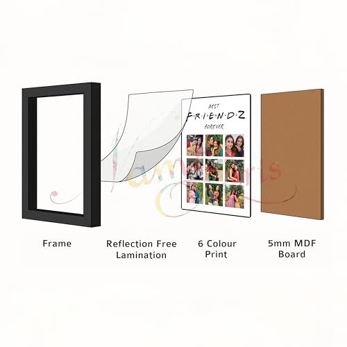 Image of Personalized Best FRIENDZ Forever Collage Photo Frame | Customised 9-Photo Portrait Layout for Best Friends, Girls & Cousins | Birthday, Farewell & College Memories Gift | Glare-Free Laminated Wooden Frame | A5 /A4 /A3