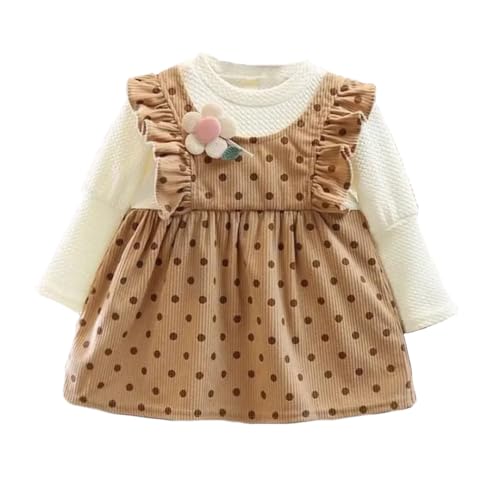 Image of Bold N Elegant Baby Girls Cute Polka Dot Corduroy Long Sleeve Pinafore Dress for Infant Toddler Baby Girls