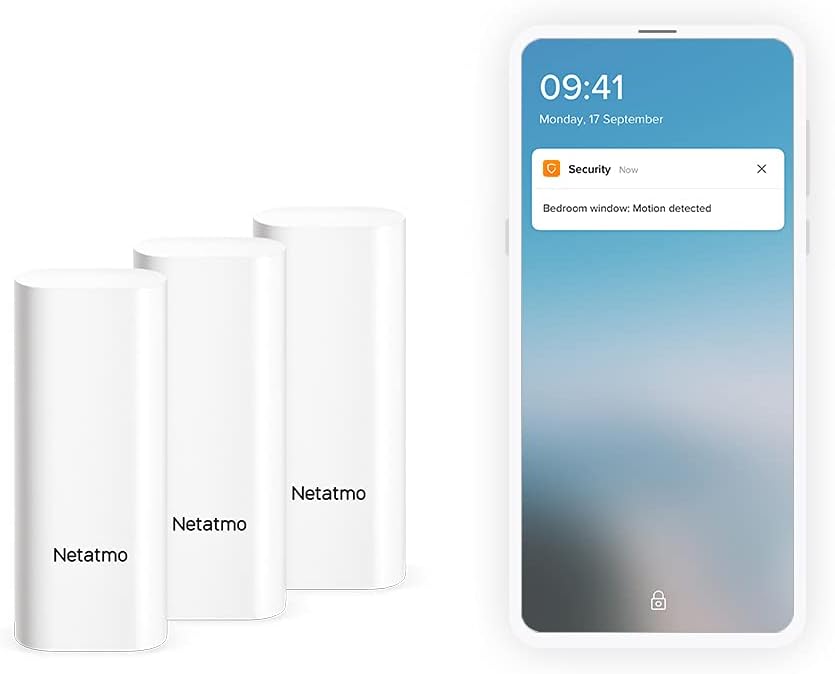 Netatmo Smart Door and Window Sensors, wireless, one-piece, pack of 3, vibration detection, DTG-UK