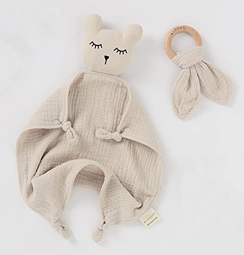 Edredón de muselina | Manta de seguridad de oso soñoliento | 100% algodón orgánico (lino) Cover