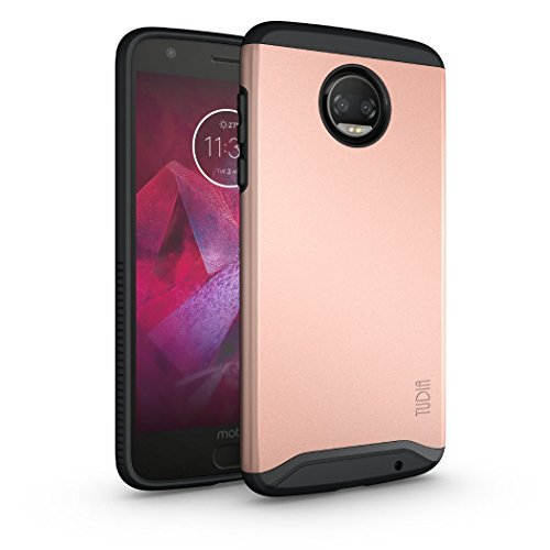TUDIA DualShield Designed for Moto Z2 Force Case, [Merge] Dual Layer Slim Hard Matte Back Heavy Duty Case for Motorola Moto Z2 Force (Rose Gold)