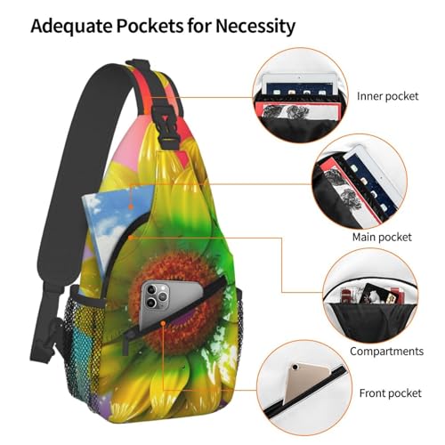 Bolso cruzado 3D con girasol colorido para hombres y mujeres miniatura 4