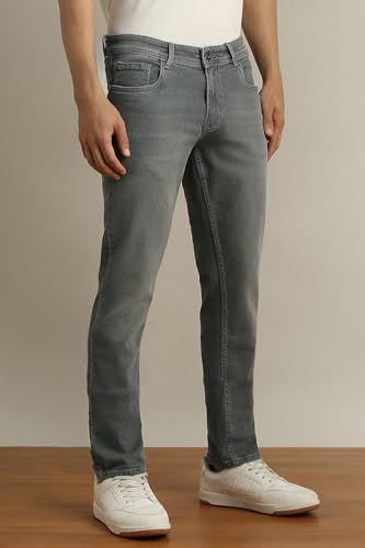 Image of Peter England Men's Slim Tapered Jeans | Denim | Casual Wear | Modern Fit