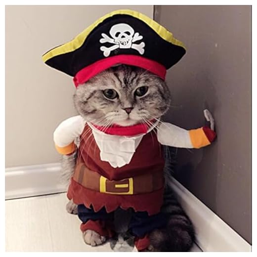Disfraz de pirata para mascotas Idepet Pirata del Caribe Disfraz de Gato Funny Dog Ropa para Mascotas Traje Corsair Viste a la Fiesta Ropa de Fiesta para Perros Gato Plus Sombrero (L)