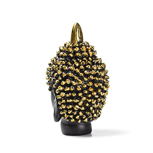 Brabud Resin Buddha Head Statue Buda Figurine Asian Zen Decor Home Office Shop Desk Decoration Black & Gold 5.3'' (H) Tqgjbs228 #TOP3