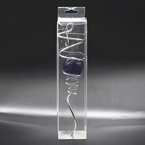 Uoudio Gazing Ball Spiral Tail Wind Spinner Stabilizer，Indoor Outdoor Decoration Stainless Steel Glass Ball With Hanging Swivel Hook 11" Inch (Mazarine) #TOP3