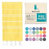 WETCAT Turkish Beach Towel (38 x 71) - Prewashed for Soft Feel, 100% Cotton - Quick Dry Beach Towels