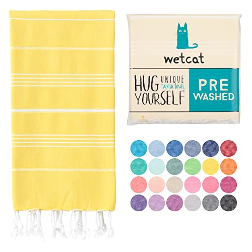 Prewashed Turkish Beach Towel - Soft & Plush 100% Cotton (38 x 71) by WETCAT