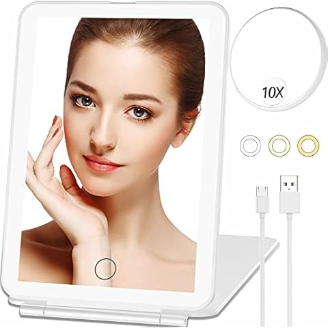 Mecion Makeup Mirror with 10X Magnifying Mirror and 80 LED Lights Cover