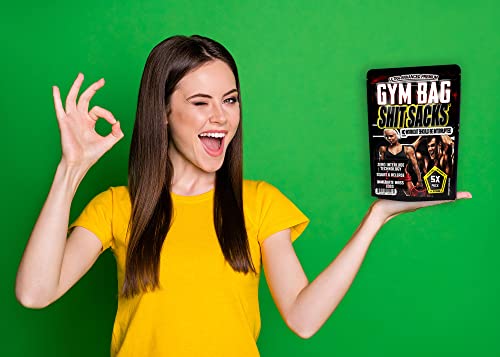 Sh*t Sacks 5 Pack Funny Gym Bag for Trainers - Workout Gags for Men, Silly Stocking Stuffers for Health Nuts, Poop Sacks, Biohazard Bags, Bodybuilding Jokes3