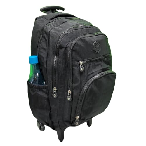 Kit Mochila Escolar com Rodinhas, 3 Peças, Preta, com Lancheira e Estojo