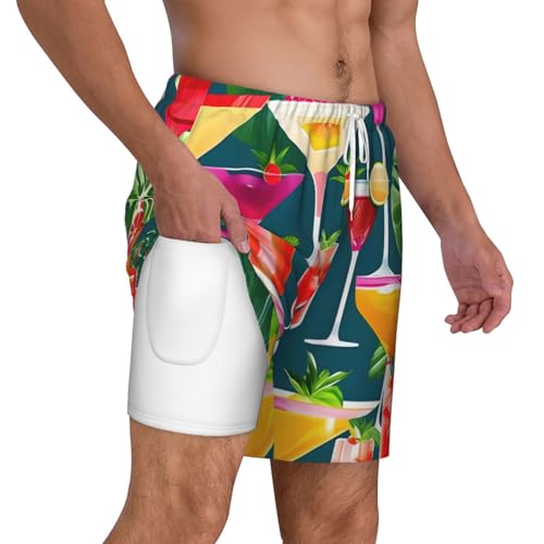 Short de bain homme séchage rapide motif cocktail tropical avec doublure confort - 3