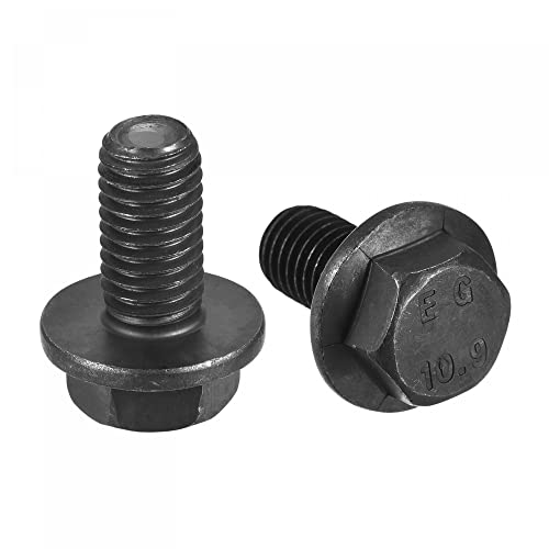 Image of uxcell Metric M10x20mm Hex Flange Bolts, 6pcs 10.9 Grade Carbon Steel Hexagon Head Screws
