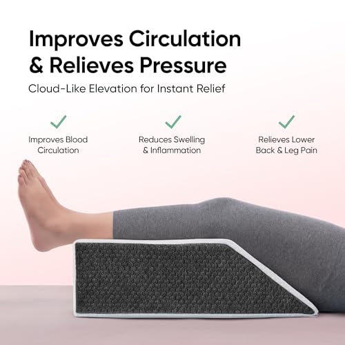 Image of Frido Leg Elevation Wedge Pillow for Edema, Varicose Veins, Fracture | High Resilience Foam Cushion for Leg, Knee & Thigh Support | Back Pain & Swelling Relief | Lightweight (White & Grey)