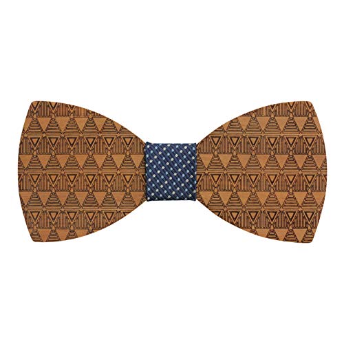 Red Sandalwood Bow Tie with Aztec Pattern and Spot Fabric