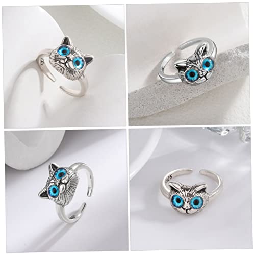 Bague chat mignon bijou ouvert réglable femme et ado x2