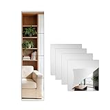 Shatterproof Peel and Stick on Mirror Tiles for Wall Decorative, 4 pcs 8”x8” Unbreakable Mirrors Self Adhesive, Toddlers Mirror for Kids Bedroom, Plastic Decor Mirrors,Non Glass Sticky Mirror's