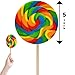 3-Pack Mega 5 Inch Rainbow Swirl Lollipop, Individually Wrapped With Net, Jumbo Suckers - 5