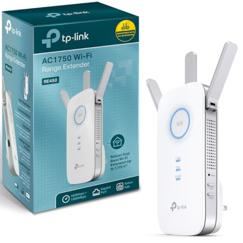 TP-Link Répéteur WiFi Puissant 1750 Mbps, Couvre jusqu'à 140 m², RE450
