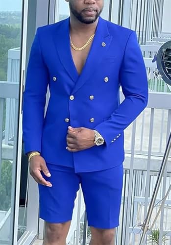 Shorts Suits for Men 2 Piece Slim Fit Casual Double Breasted Tuxedo for Men Prom Summer Beach Wedding4