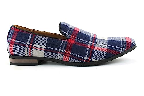 New Men's Plaid Checkered Slip on Loafers Modern Dress Shoes Azar4