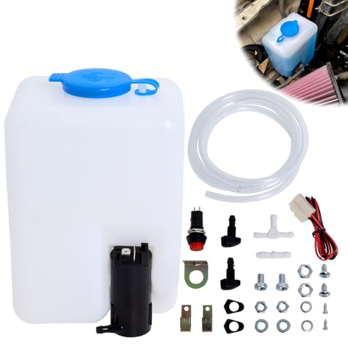 Swess 12V Car Windshield Washer Pump Universal Reservoir Kit 99300 Fluid Reservoir Tank Bottle with Pump