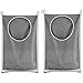 2 Pezzi Appendere Biancheria Cestino Porta, Borsa salvaspazio porta biancheria in tessuto Oxford Organizer Borsa per Camera da Letto Bagno (Grigio Scuro)