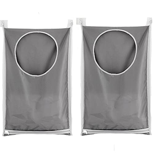2 Pièces Sac à Linge, Panier à Linge Grande Contenance Sac de Rangement, Sac De Rangement pour Sac De Placard À Linge Suspendu, pour Salle de Bain, Dortoirs et Placard (Gris)