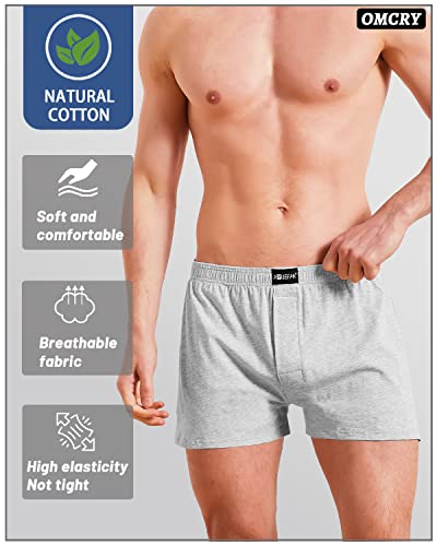 Omcry Men's Boxer Short Cotton Boxers For Men Relaxed Fit Stretch Underwear Short 3-Pack #TOP1