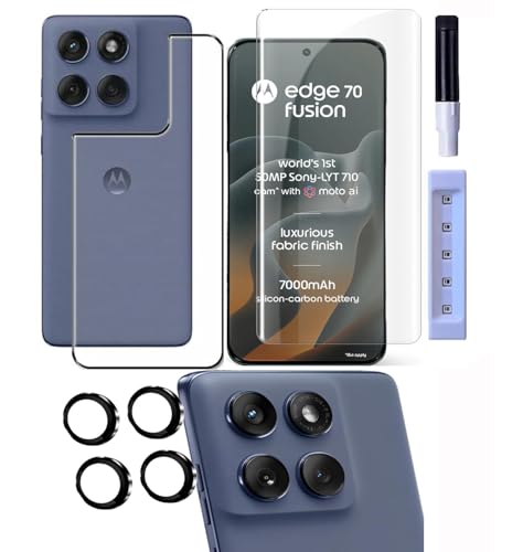 Image of FabeKee UV Tempered Glass Screen Protector Compatible for Motorola Edge 70 Fusion 5G | Front And Back Screen Guard With camera lens protector Combo