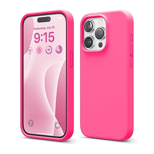 Image of elago Compatible with iPhone 15 Pro Case, Liquid Silicone Case, Full Body Protective Cover, Shockproof, Slim Phone Case, Anti-Scratch Soft Microfiber Lining, 6.1 inch (Ice Red)