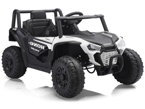 12V Kids Electric Cars, Ride on Car, Electric UTV, Ride on Toys for Toddlers with Adjustable Speeds, Double Open Doors, Horn, Music, Bluetooth and Lights for 3-5 Years-White