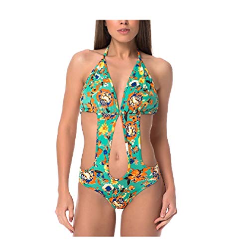 Goddiva Monokini Floral Gr. S/M, grĂĽn