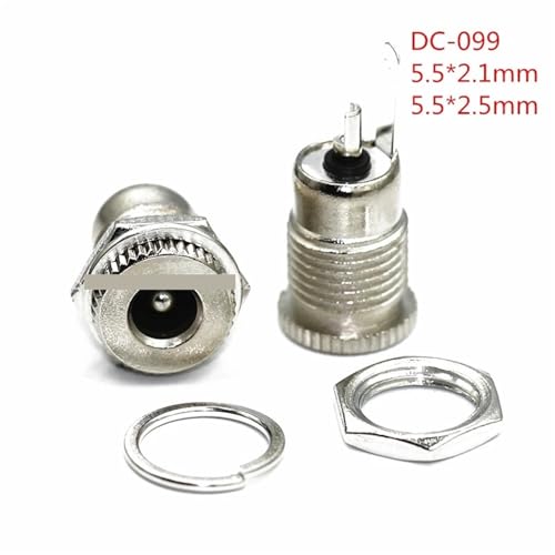 Conector CC hembra DC099 de 5.5 x 2.1 mm con tapa impermeable para panel de carga (10 uds) 3